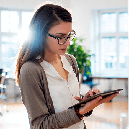 woman on tablet