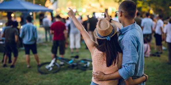 People celebrating in a park