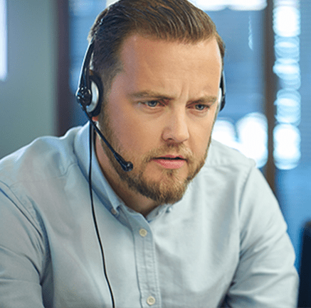 man wearing headset