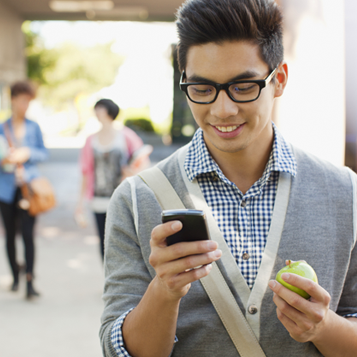 student on mobile phone