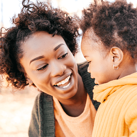 mother talking to child