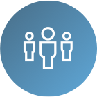 Employee Dependent Eligibility Blue Icon with 3 figures of people